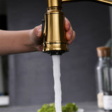 Gold Touchless Kitchen Sink Faucet with Pull Down Sprayer