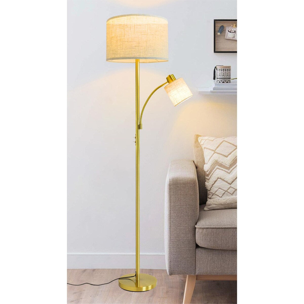 Gold Vintage Adjustable floor Lamp with Bulb
