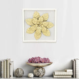 Gold Wood Framed Metal Flower Wall Decor