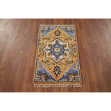 Gold Yellow Kazak Foyer Rug Handmade Wool Carpet - 2'0" x 3'0"