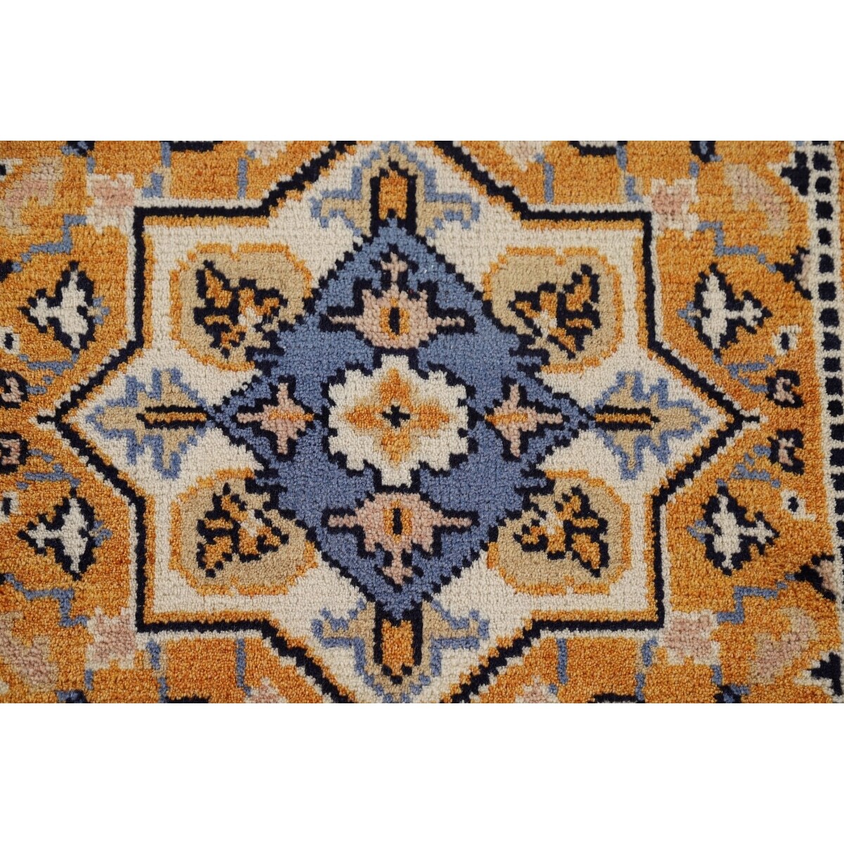 Gold Yellow Kazak Foyer Rug Handmade Wool Carpet - 2'0" x 3'0"