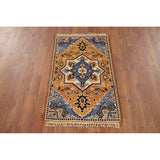 Gold Yellow Kazak Foyer Rug Handmade Wool Carpet - 2'0" x 3'0"