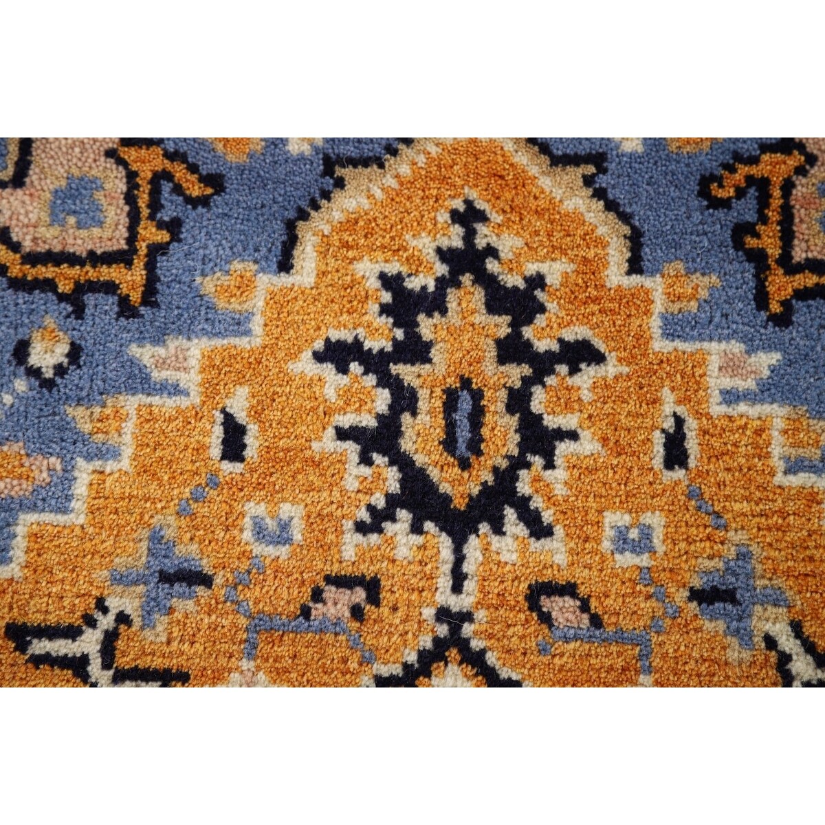 Gold Yellow Kazak Foyer Rug Handmade Wool Carpet - 2'0" x 3'0"