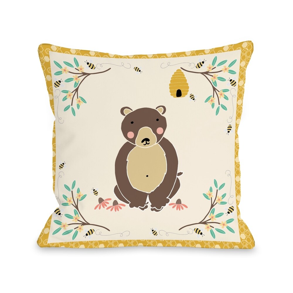 Golden Honey Bear - Multi Pillow by Pen & Paint