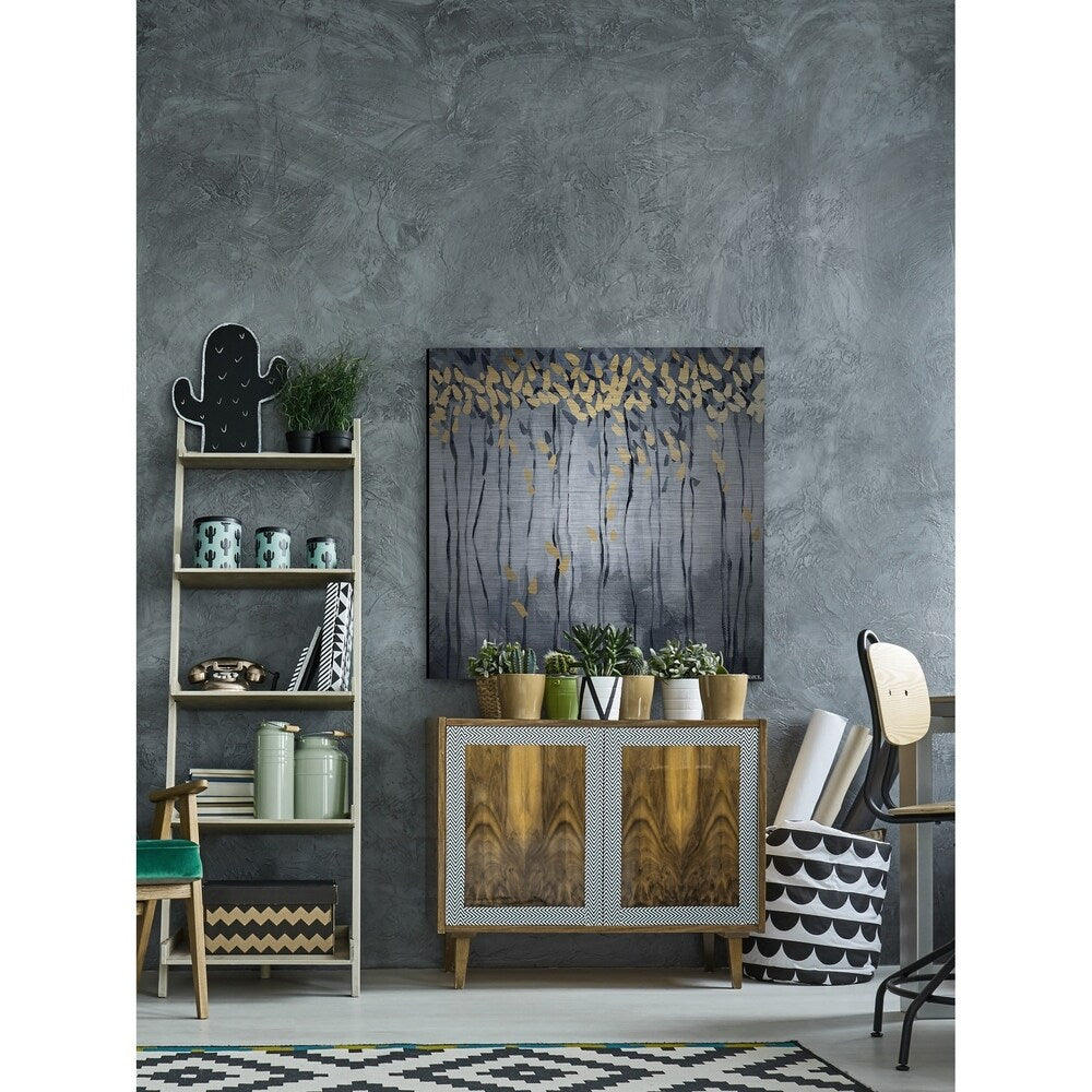 'Golden Leaves' Painting Print on Brushed Aluminum