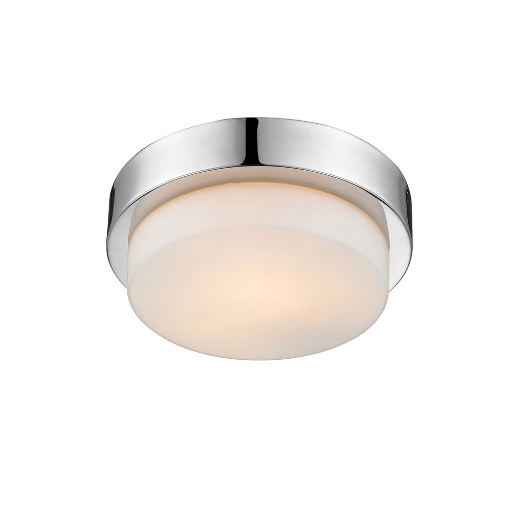 Golden Lighting #1270-09 CH Multifamily Polished-chrome-finished Steel and Opal Glass Flush-mount Light Fixture - Silver
