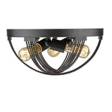 Golden Lighting Carter Aged Bronze Steel Flush Mount Light
