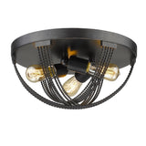 Golden Lighting Carter Aged Bronze Steel Flush Mount Light