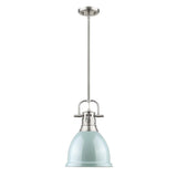 Golden Lighting Duncan Pewter Rod/Seafoam Shade Small Pendant