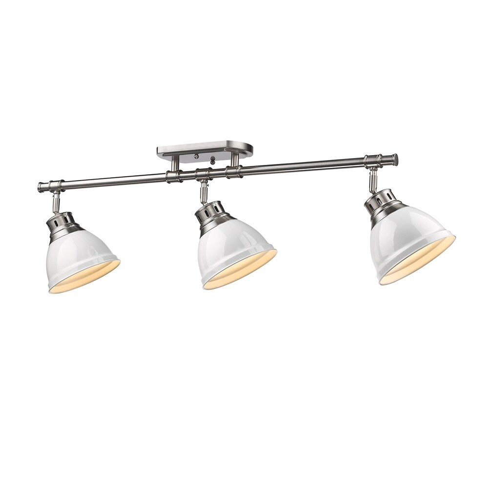 Golden Lighting Duncan White Pewter 3 Light Semi Flush Mount Track Light