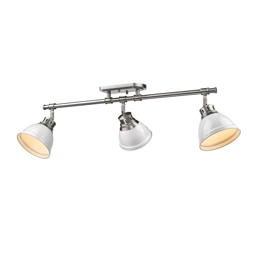 Golden Lighting Duncan White Pewter 3 Light Semi Flush Mount Track Light