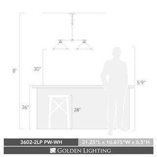 Golden Lighting Duncan White/ Pewter Steel 2-light Linear Pendant