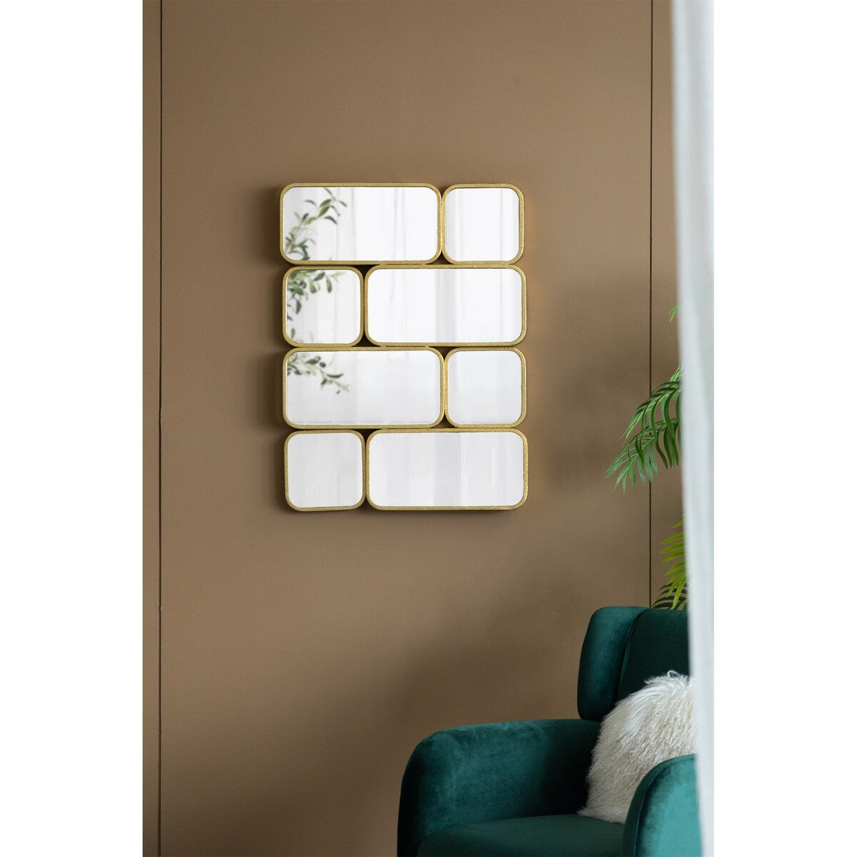 Golden Metal Framed Decorative Rectangle Mirror