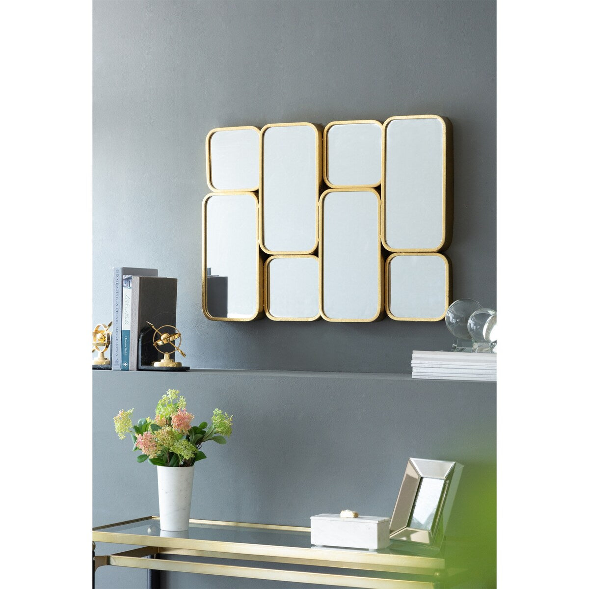 Golden Metal Framed Decorative Rectangle Mirror