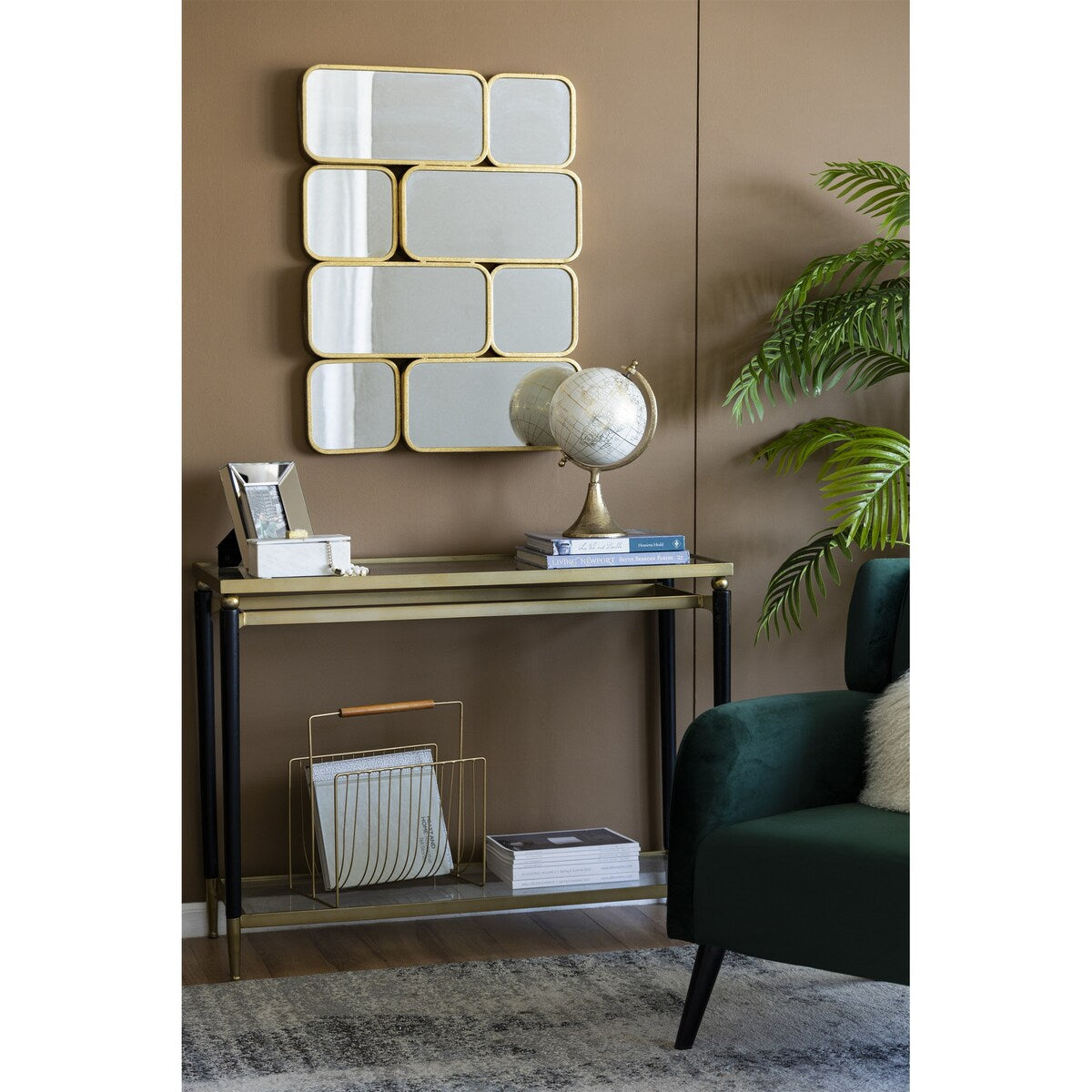 Golden Metal Framed Decorative Rectangle Mirror