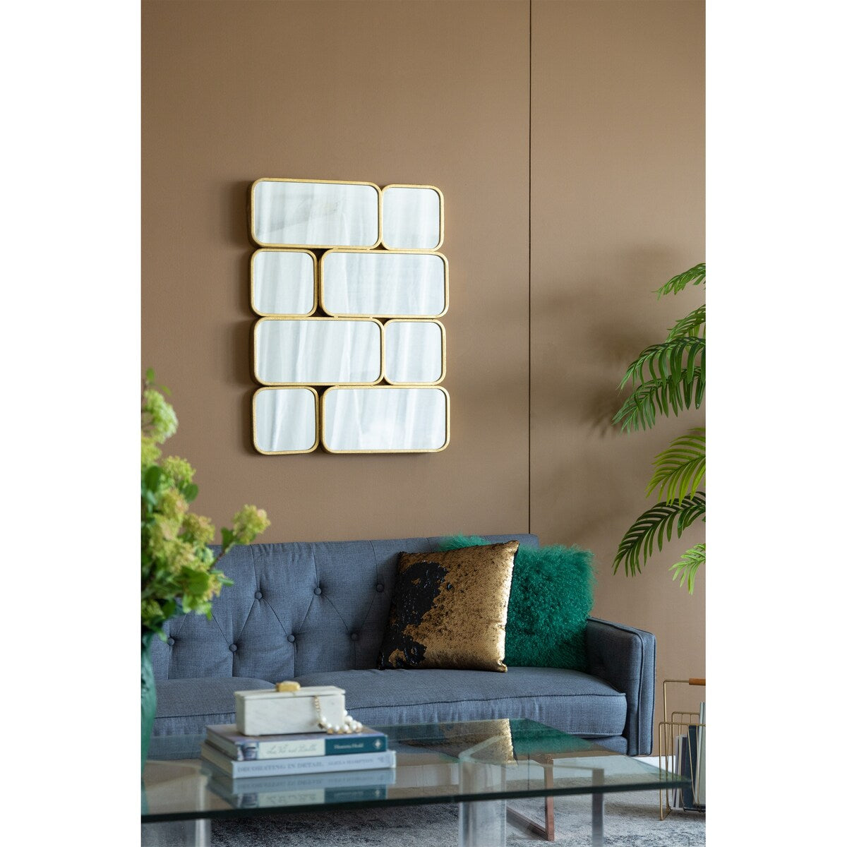 Golden Metal Framed Decorative Rectangle Mirror