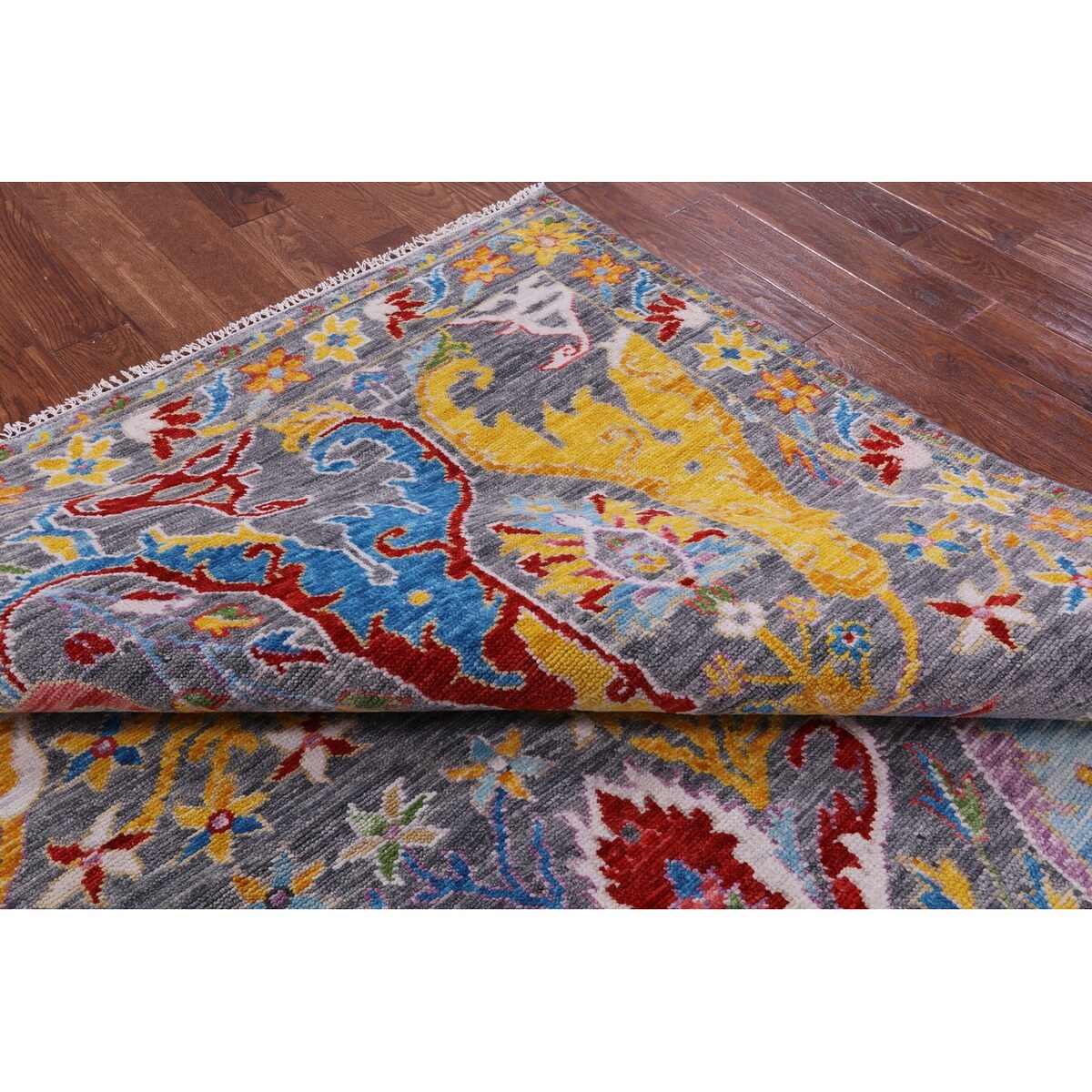 Golden Nile Grey Square Turkish Oushak Handmade Wool Rug - 8' 0" X 8' 2" Square