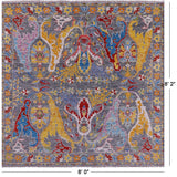 Golden Nile Grey Square Turkish Oushak Handmade Wool Rug - 8' 0" X 8' 2" Square