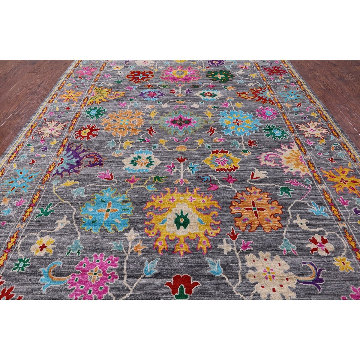 Golden Nile Grey Turkish Oushak Handmade Wool Rug - 9' 10" X 14' 3"