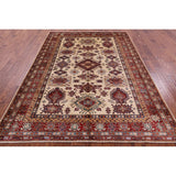 Golden Nile Ivory Super Kazak Hand Knotted Wool Rug - 6' 5" X 8' 11"