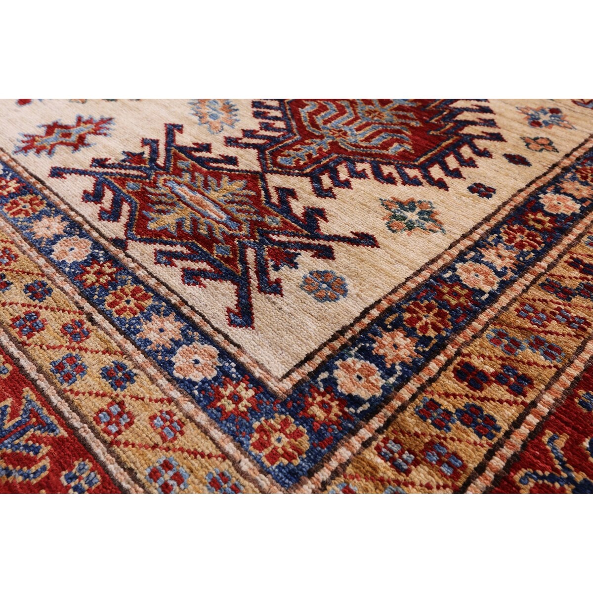 Golden Nile Ivory Super Kazak Hand Knotted Wool Rug - 6' 5" X 8' 11"
