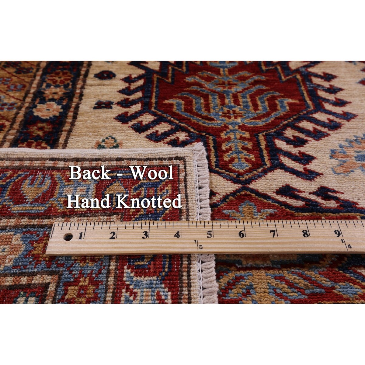 Golden Nile Ivory Super Kazak Hand Knotted Wool Rug - 6' 5" X 8' 11"