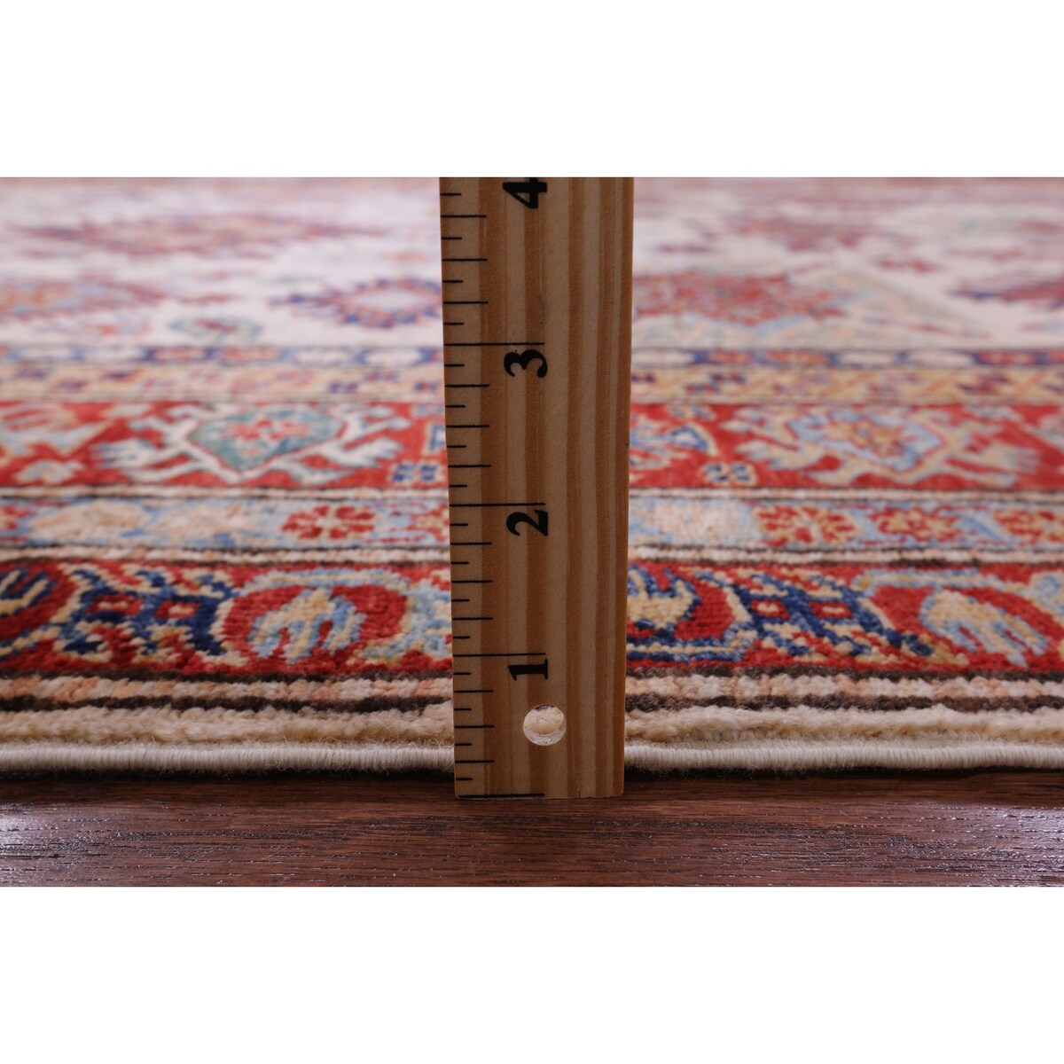 Golden Nile Ivory Super Kazak Hand Knotted Wool Rug - 6' 5" X 8' 11"