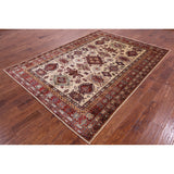 Golden Nile Ivory Super Kazak Hand Knotted Wool Rug - 6' 5" X 8' 11"