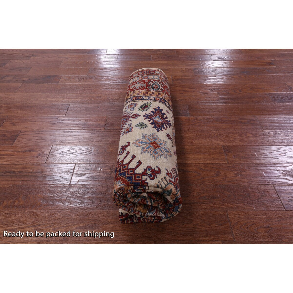Golden Nile Ivory Super Kazak Hand Knotted Wool Rug - 6' 5" X 8' 11"