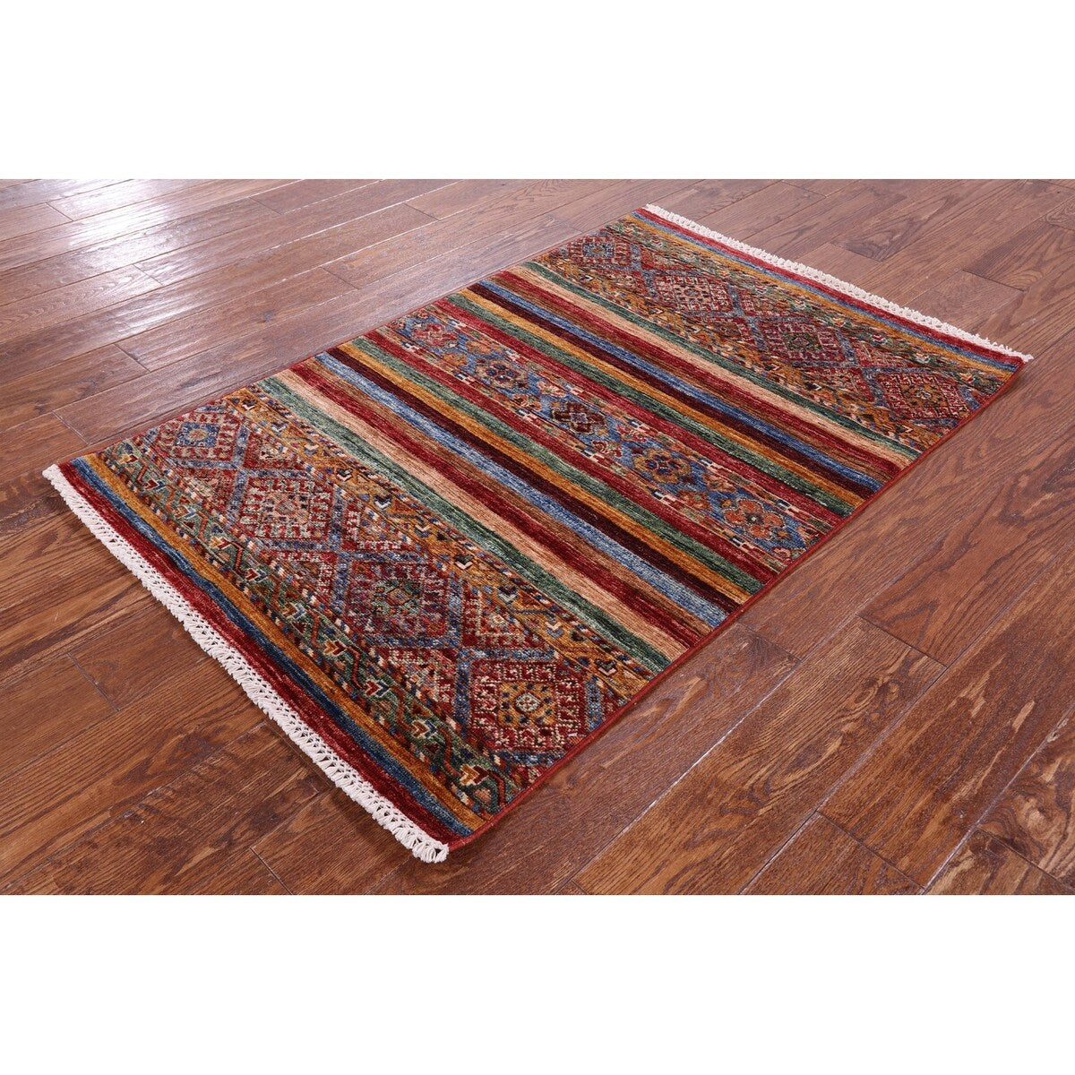 Golden Nile Khorjin Persian Gabbeh Hand Knotted Wool Rug - 2' 11" X 4' 4"