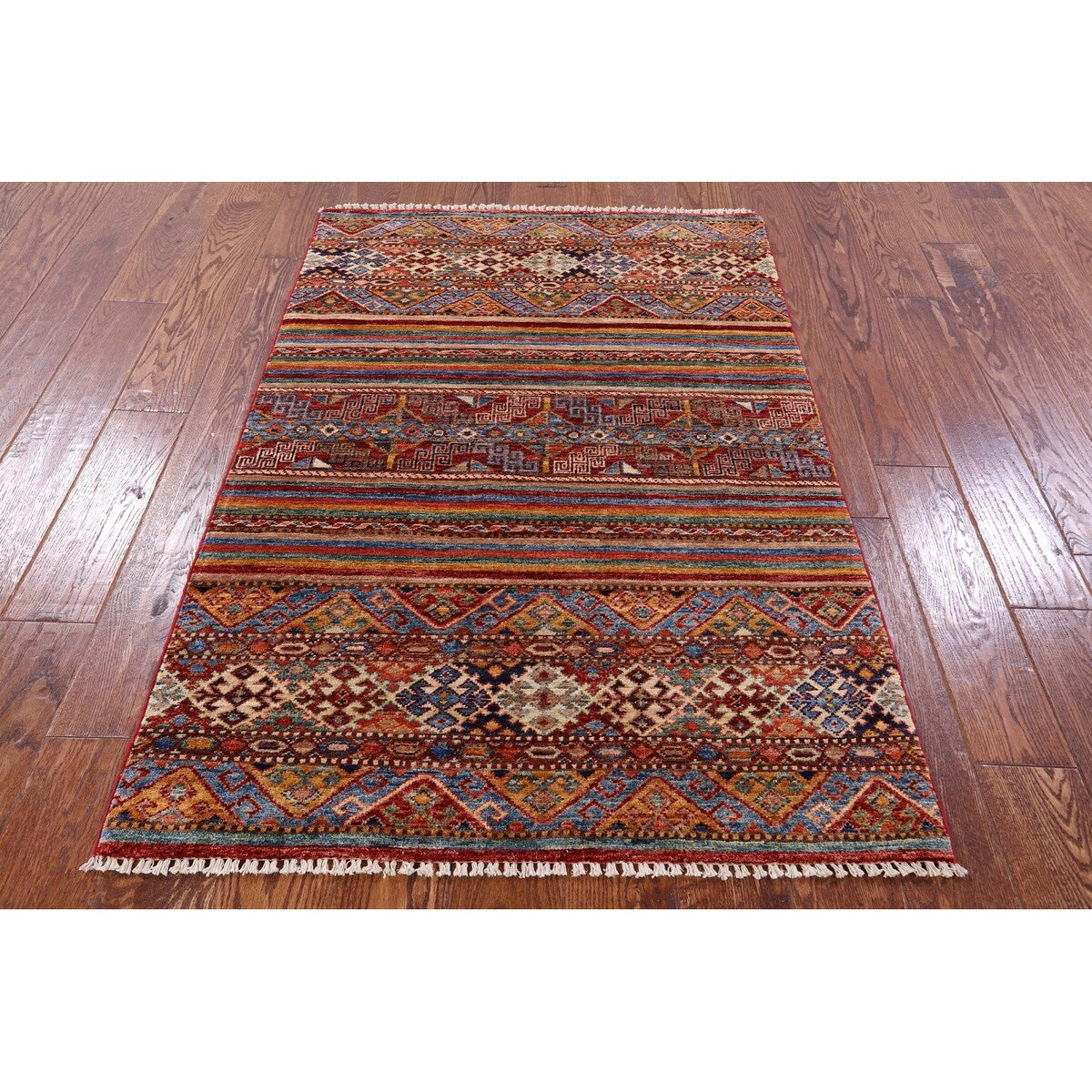Golden Nile Khorjin Persian Gabbeh Hand Knotted Wool Rug - 3' 2" X 4' 9"