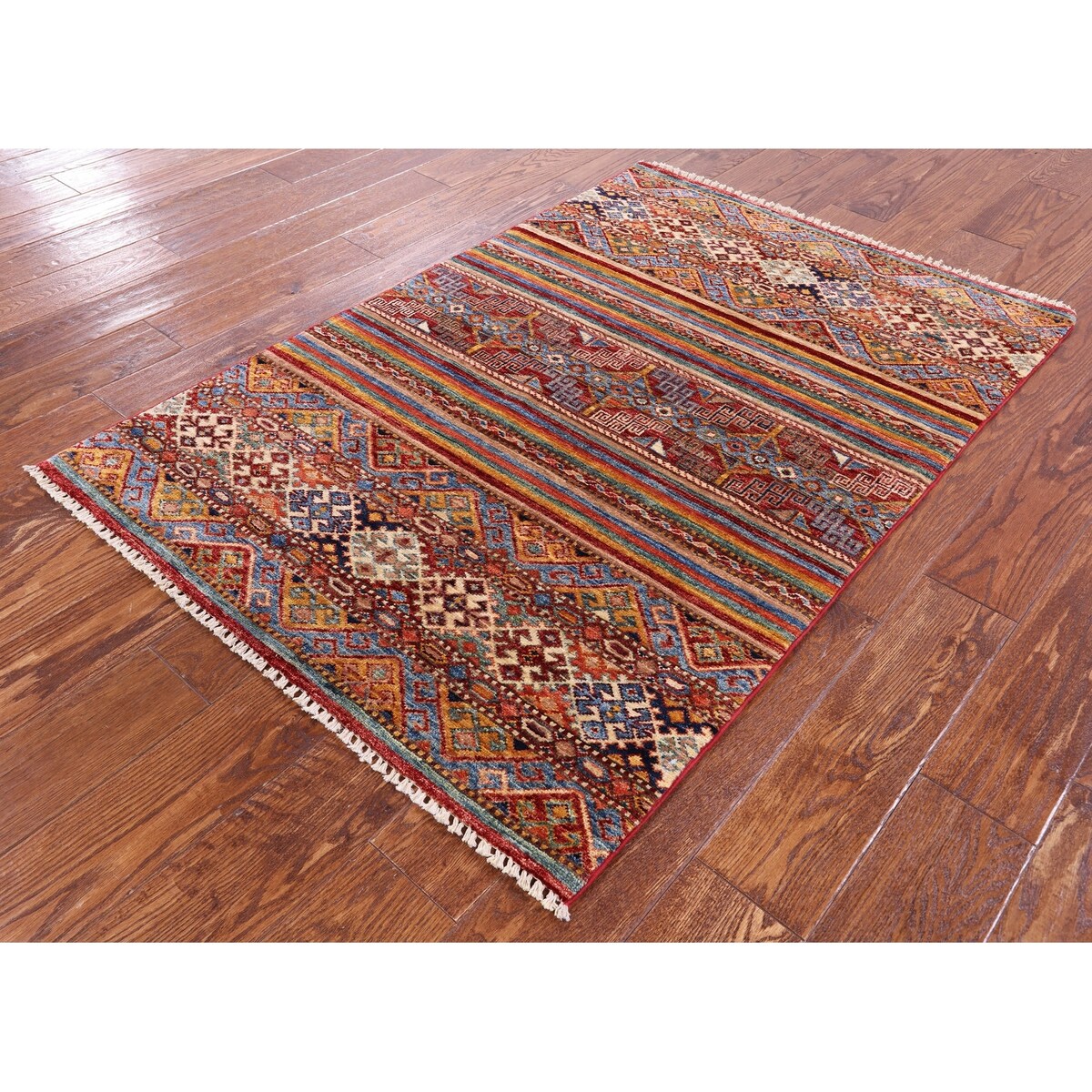 Golden Nile Khorjin Persian Gabbeh Hand Knotted Wool Rug - 3' 2" X 4' 9"