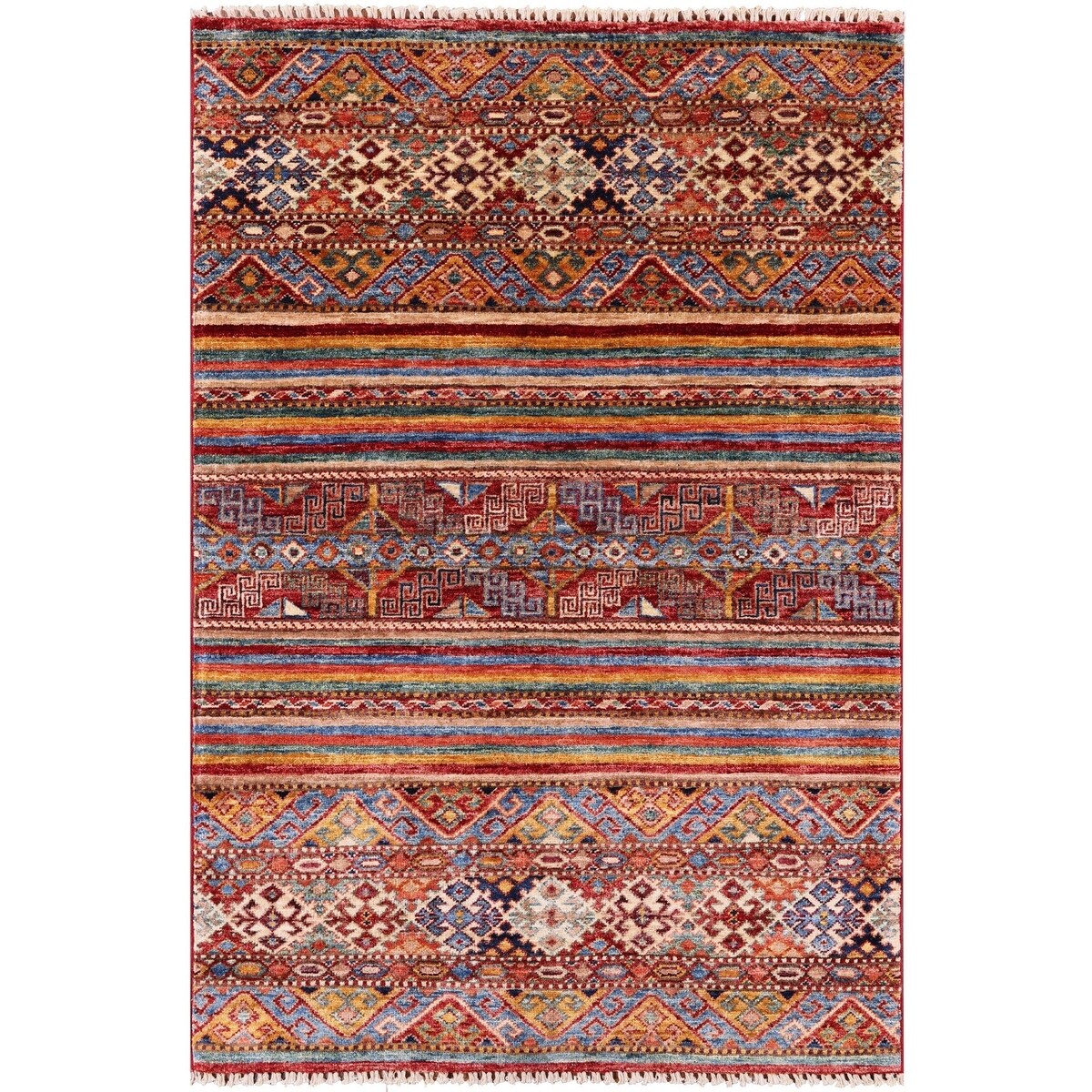 Golden Nile Khorjin Persian Gabbeh Hand Knotted Wool Rug - 3' 2" X 4' 9"