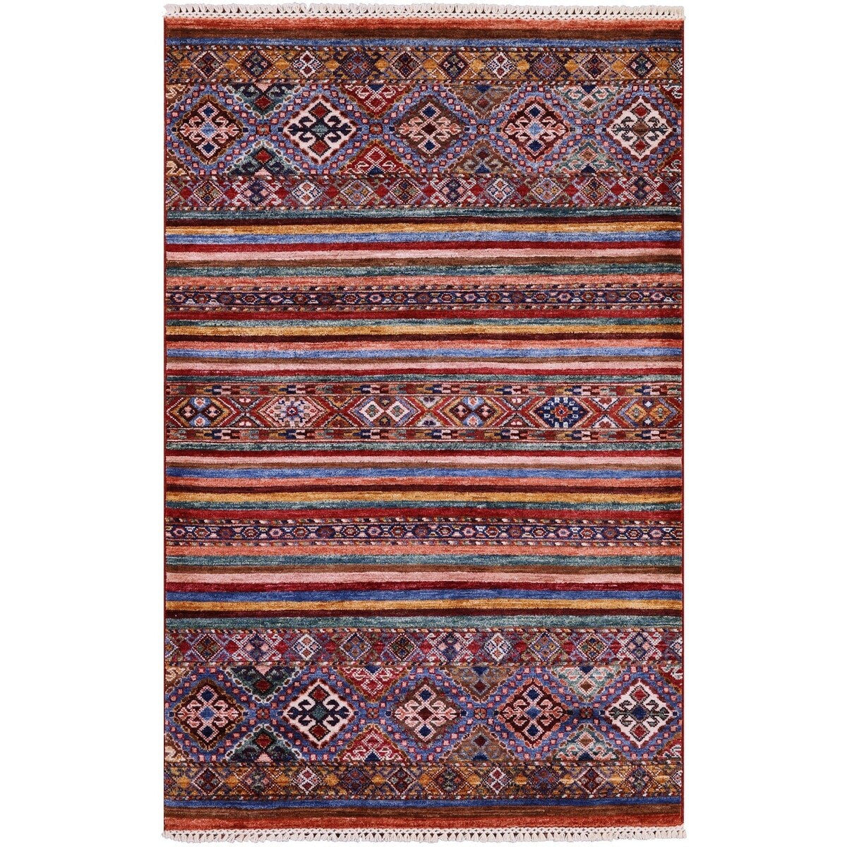 Golden Nile Khorjin Persian Gabbeh Hand Knotted Wool Rug - 3' 5" X 5' 4"