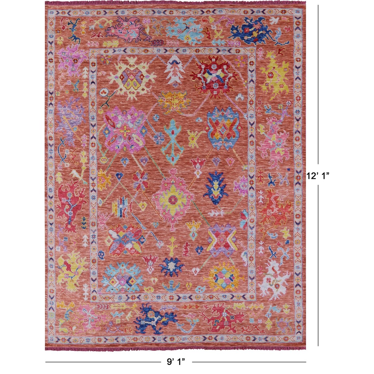Golden Nile Turkish Oushak Hand Knotted Wool Rug - 9' 1" X 12' 1"