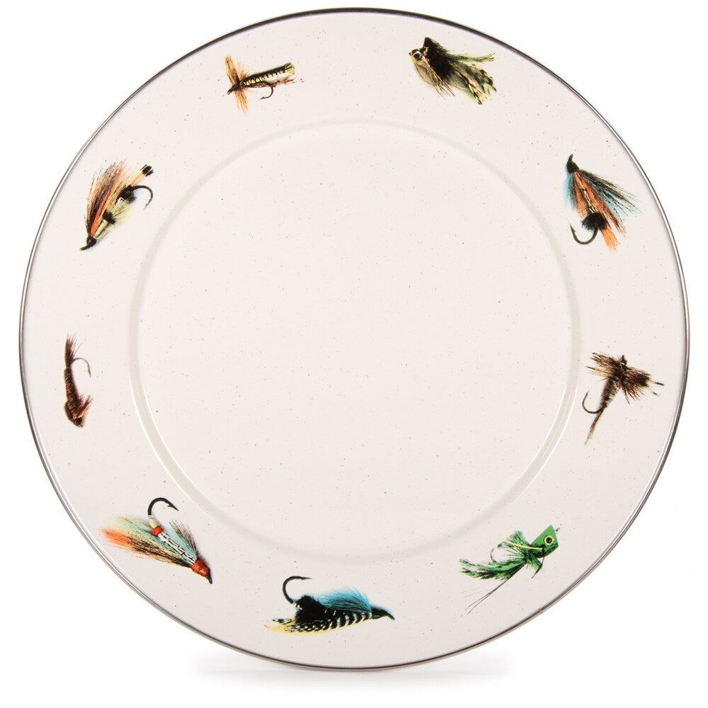 Golden Rabbit Fishing Fly Enamelware Chargers (Pack of 2)
