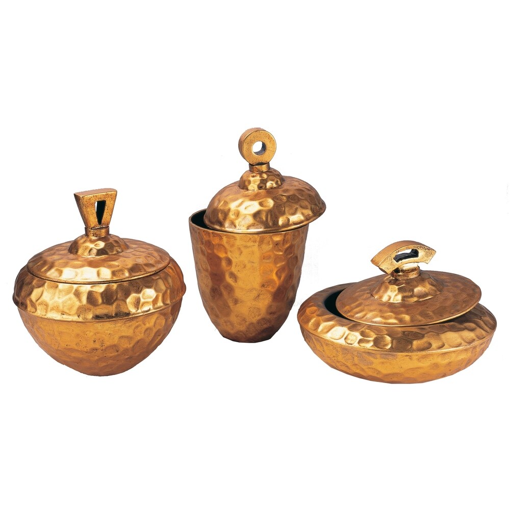 Golden Trinket Boxes (Set Of 3) - N/A