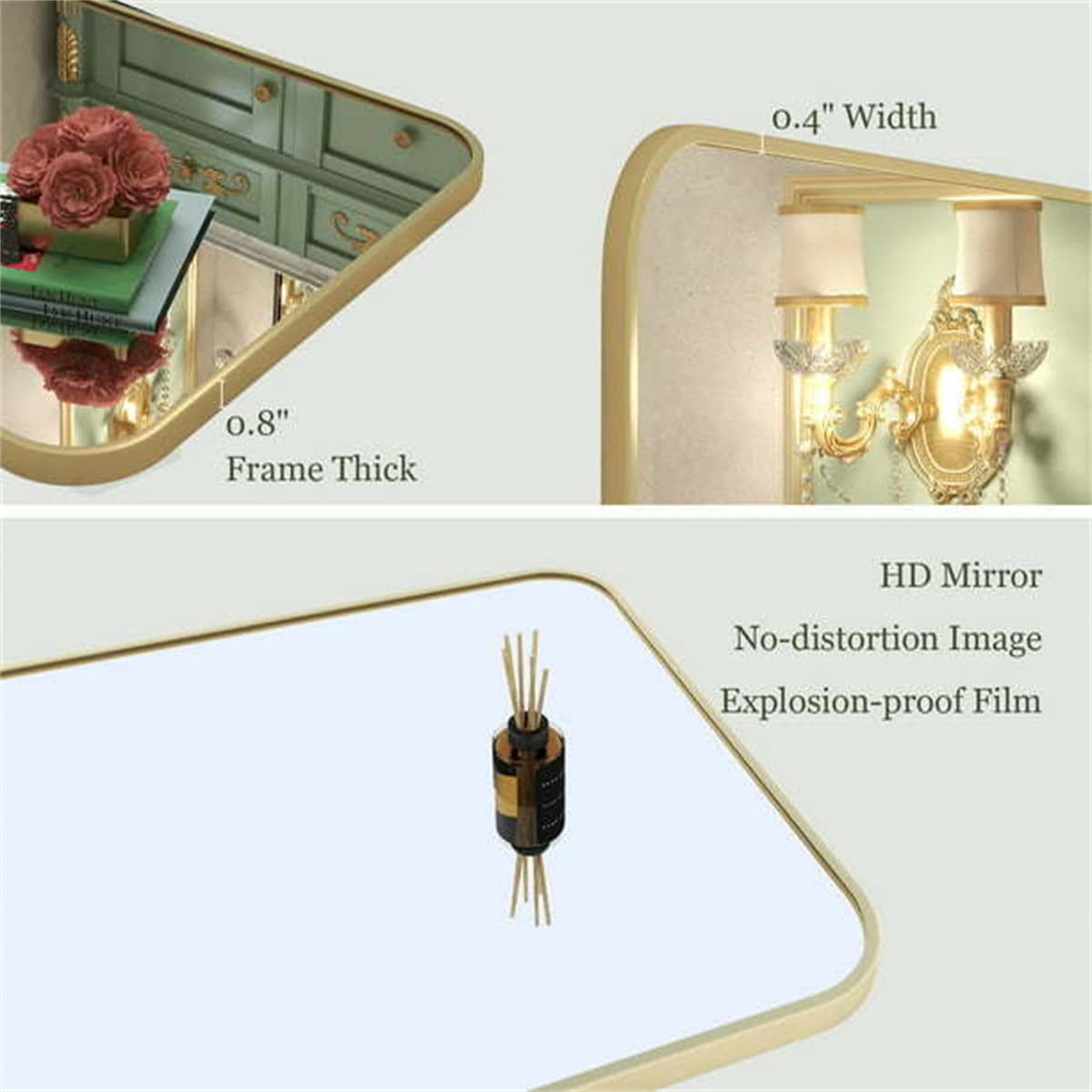 Golden Wall Mirror Hanging Vanity Mirror