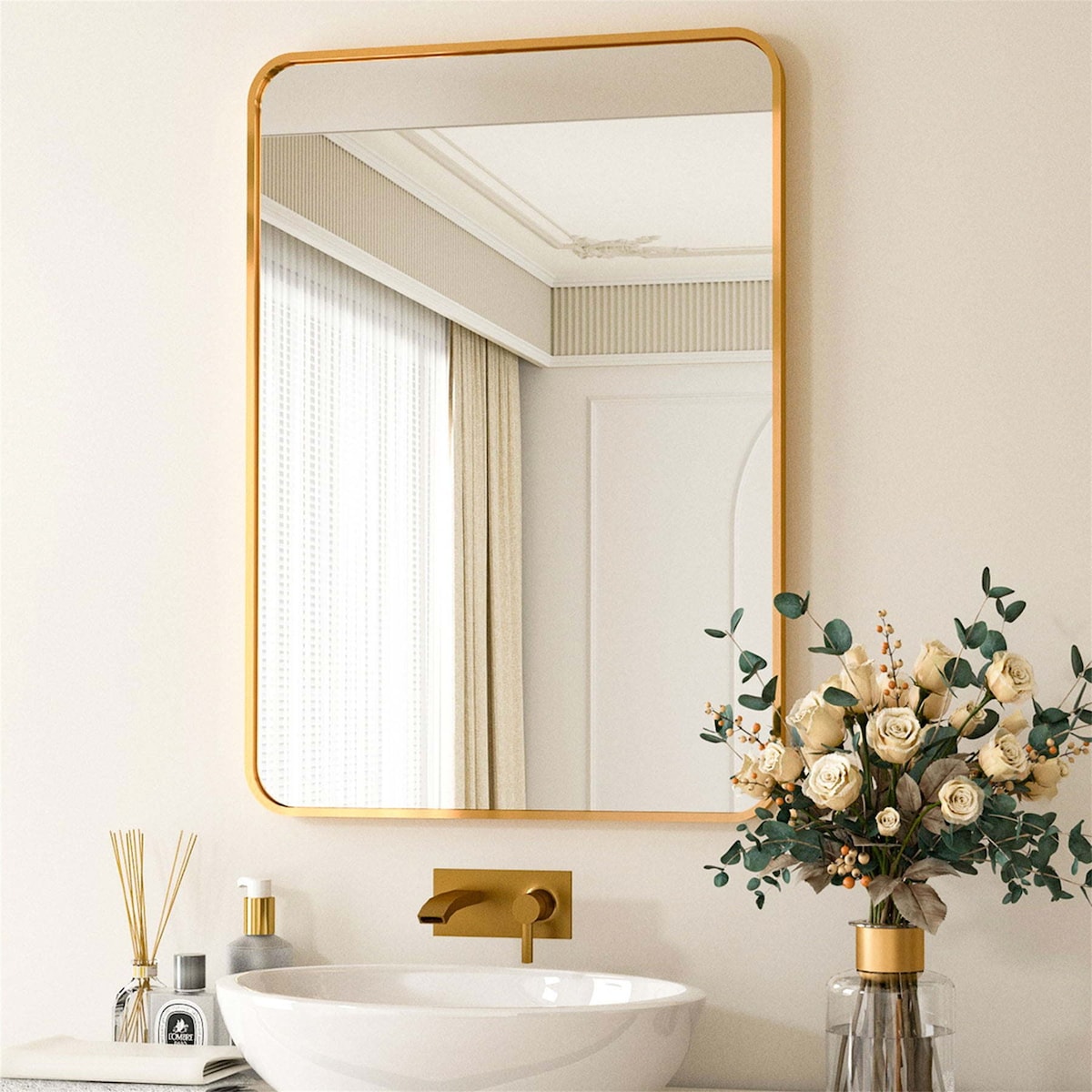 Golden Wall Mirror Hanging Vanity Mirror