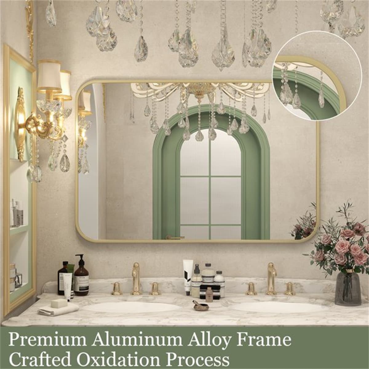 Golden Wall Mirror Hanging Vanity Mirror