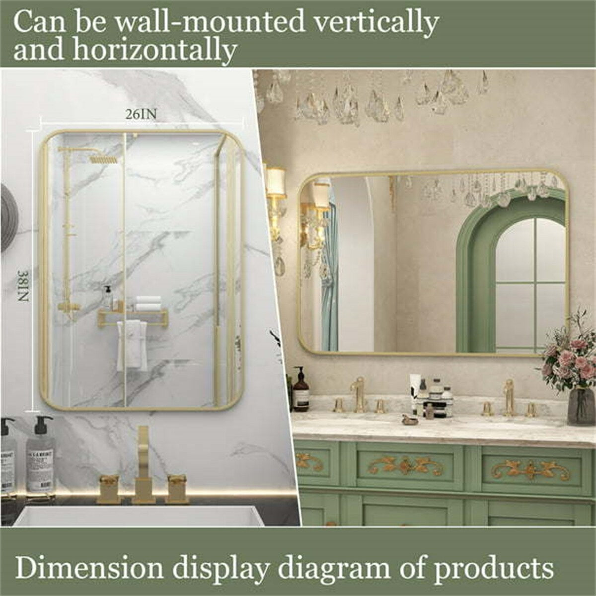 Golden Wall Mirror Hanging Vanity Mirror