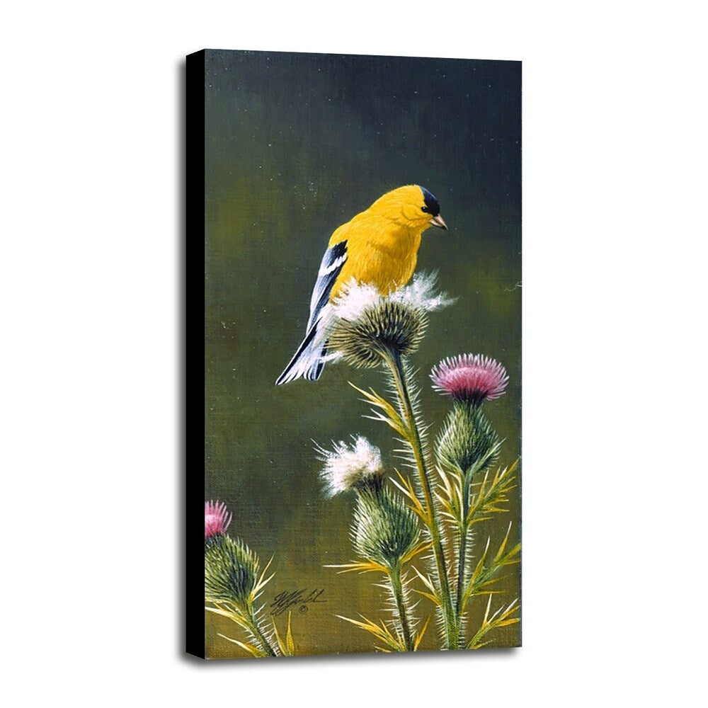 Goldfinch On Thistle-WILGOE12900 Framed Print 46"x21.25" by Wilhelm Goebel