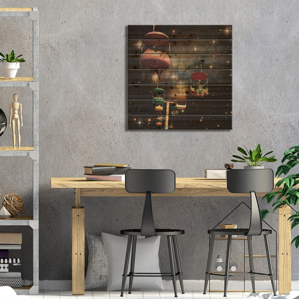 Gondolas Print On Wood by Andreas Lie - Multi-Color