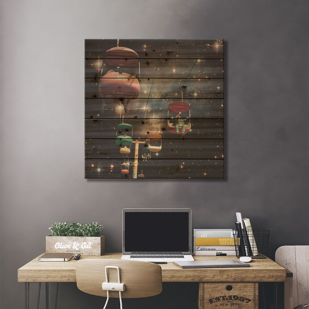 Gondolas Print On Wood by Andreas Lie - Multi-Color