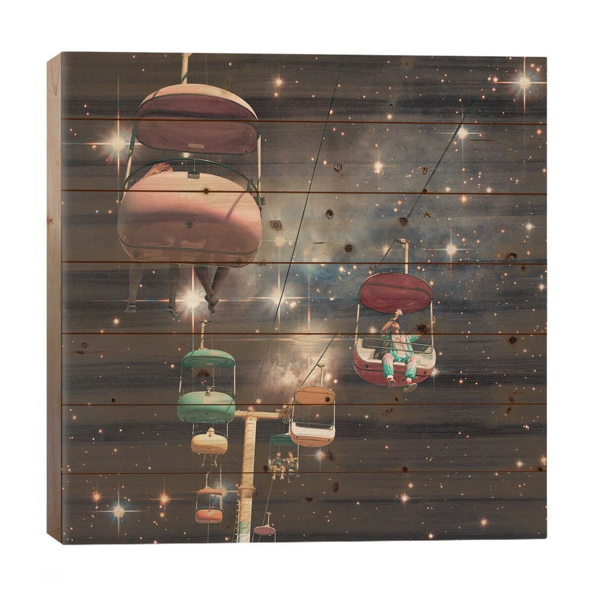 Gondolas Print On Wood by Andreas Lie - Multi-Color