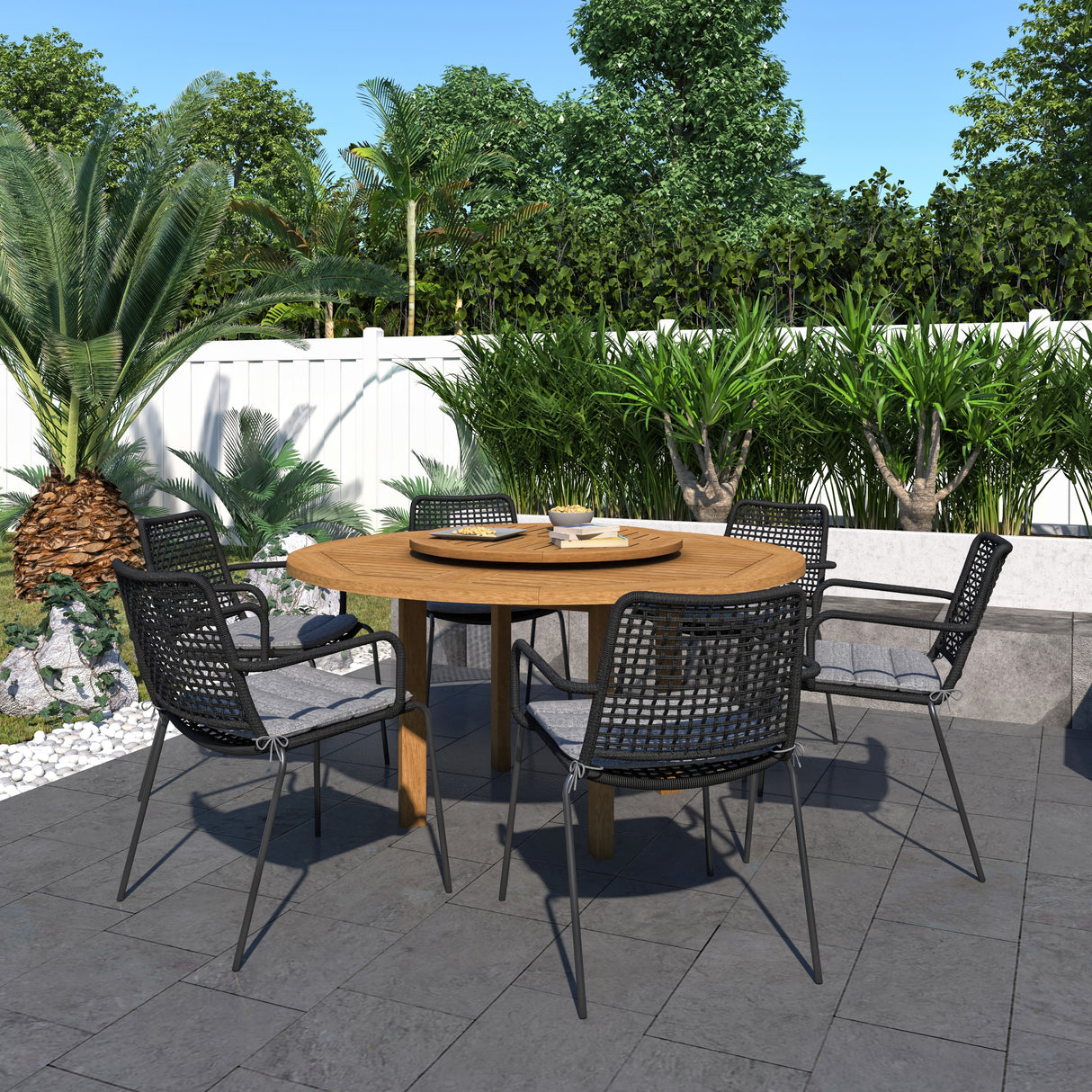 Amazonia 7 Piece 100% FSC Certified Wood Gorilla Lazy Susan Outdoor Patio Dining Set