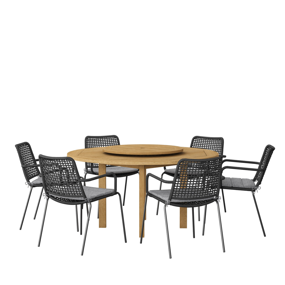 Amazonia 7 Piece 100% FSC Certified Wood Gorilla Lazy Susan Outdoor Patio Dining Set