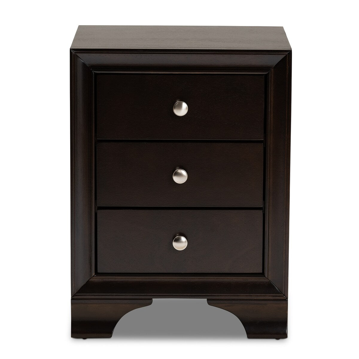 Gordon Classic and Traditional Dark Brown Finished 3-Drawer Wood Nightstand