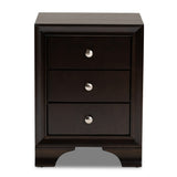 Gordon Classic and Traditional Dark Brown Finished 3-Drawer Wood Nightstand