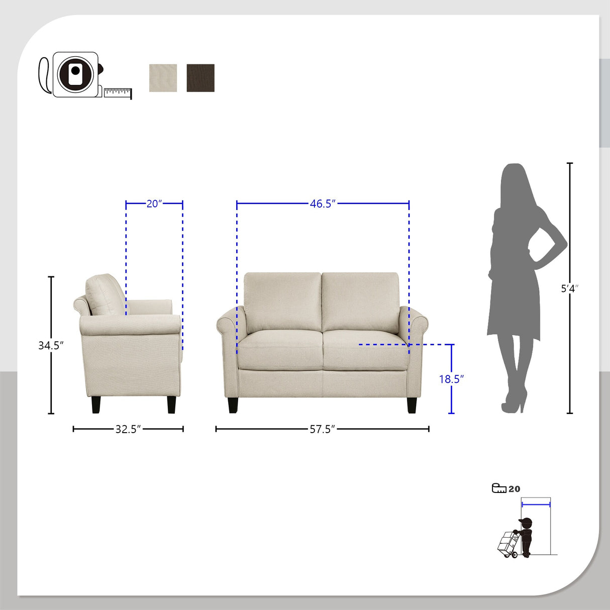 Gordon Fabric Living Room Loveseat